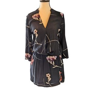 H&M Black Floral Mini Dress/Tunic Size US 4, EUR 34